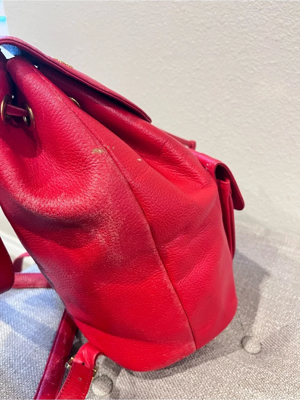MCM Vintage Pebbled Leather Backpack.